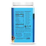 Sunwarrior plant based protein powder nutrition facts label with amino acid profile and ingredients text.