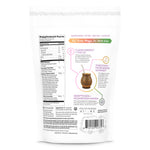 Back of supplement pouch showing facts, benefits, and an image of a traditional yerba mate cup