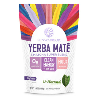 Yerba Mate + Matcha Clean Energy Superblend – Unflavored Superfood Supplements Sunwarrior 30 Servings