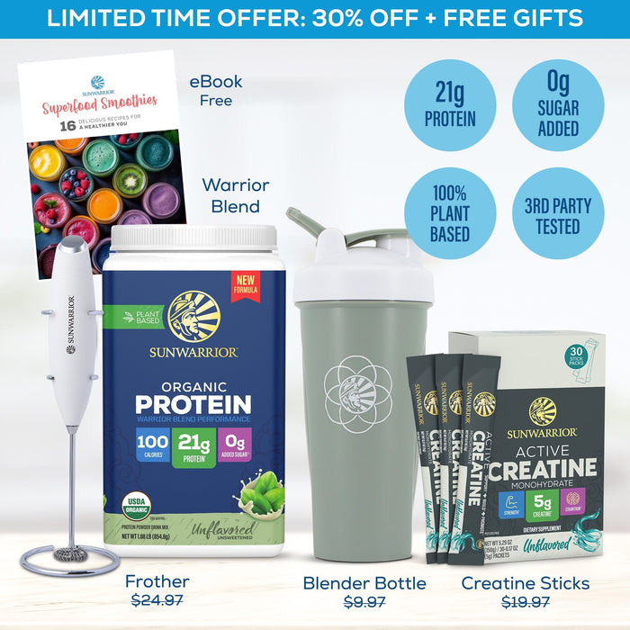 Free Welcome Kit - Creatine Sticks, Frother, Bottle, eBook Special Sunwarrior