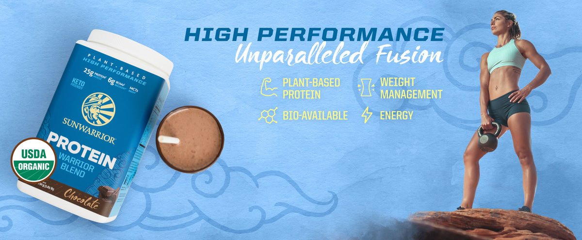 Warrior Blend Organic Protein - Chocolate - Life style banner image desktop